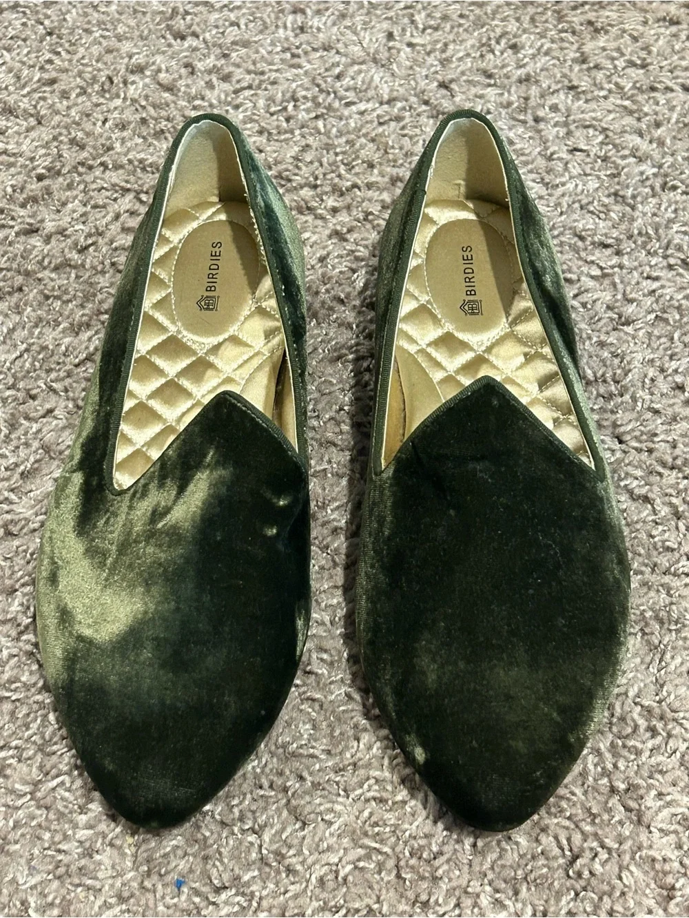Birdies The Heron Velvet Loafer Flats Royal Green , size 9.5